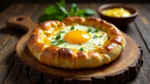 Adjarian-Khachapuri mit Ei