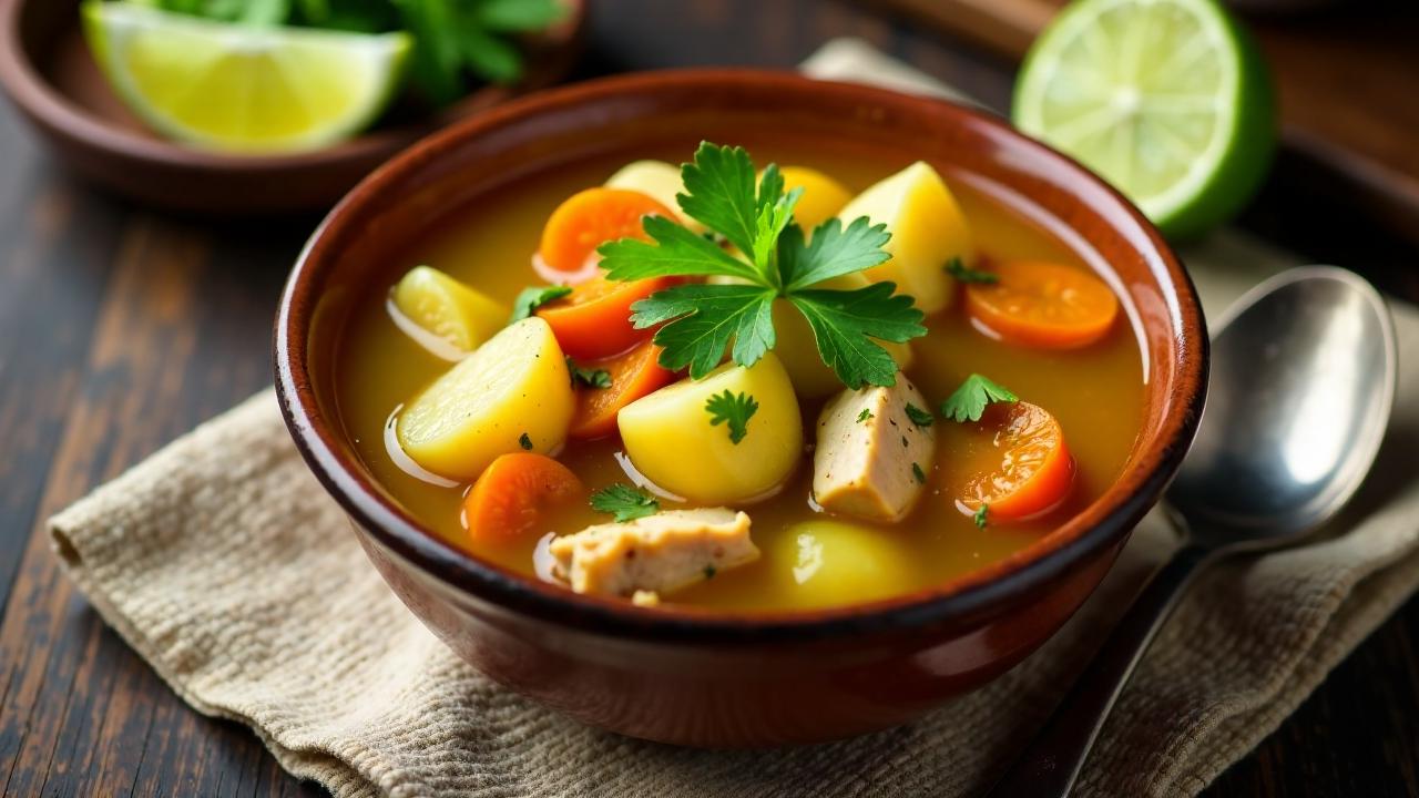 Aguadito de Pollo: Hühnersuppe mit Reis und Kräutern