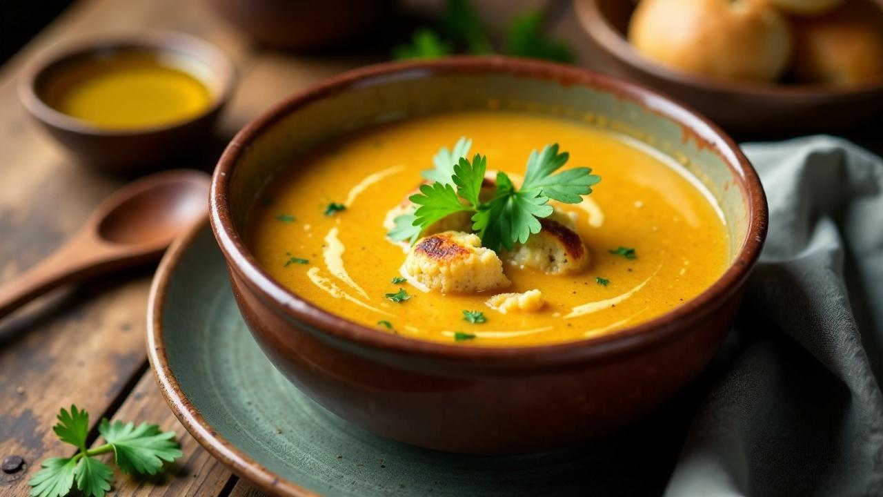 Açorda Alentejana - Knoblauch-Brotsuppe mit Koriander