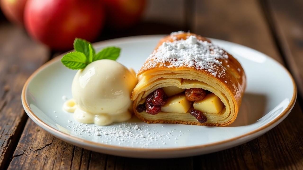 Apfelstrudel mit Apfelwein