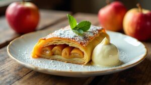 Apfelstrudel mit Butterstreuseln