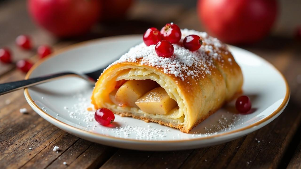 Apfelstrudel mit Granatapfelkernen