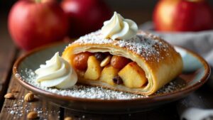 Apfelstrudel mit Mandeln und Kardamom