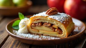 Apfelstrudel mit Pecannüssen