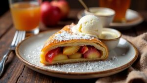 Apfelstrudel mit Pflaumen