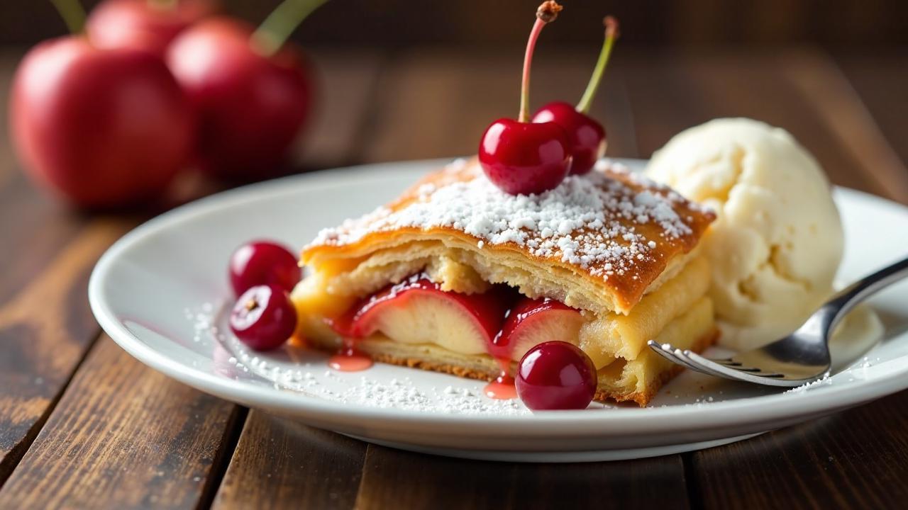 Apfelstrudel mit Sauerkirschen