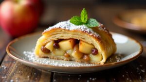 Apfelstrudel mit ingwer und Rosinen