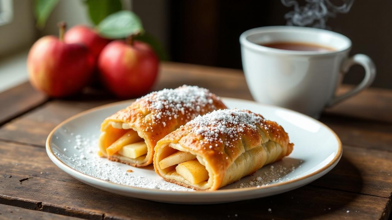 Apfelstrudel mit schwarzem Tee