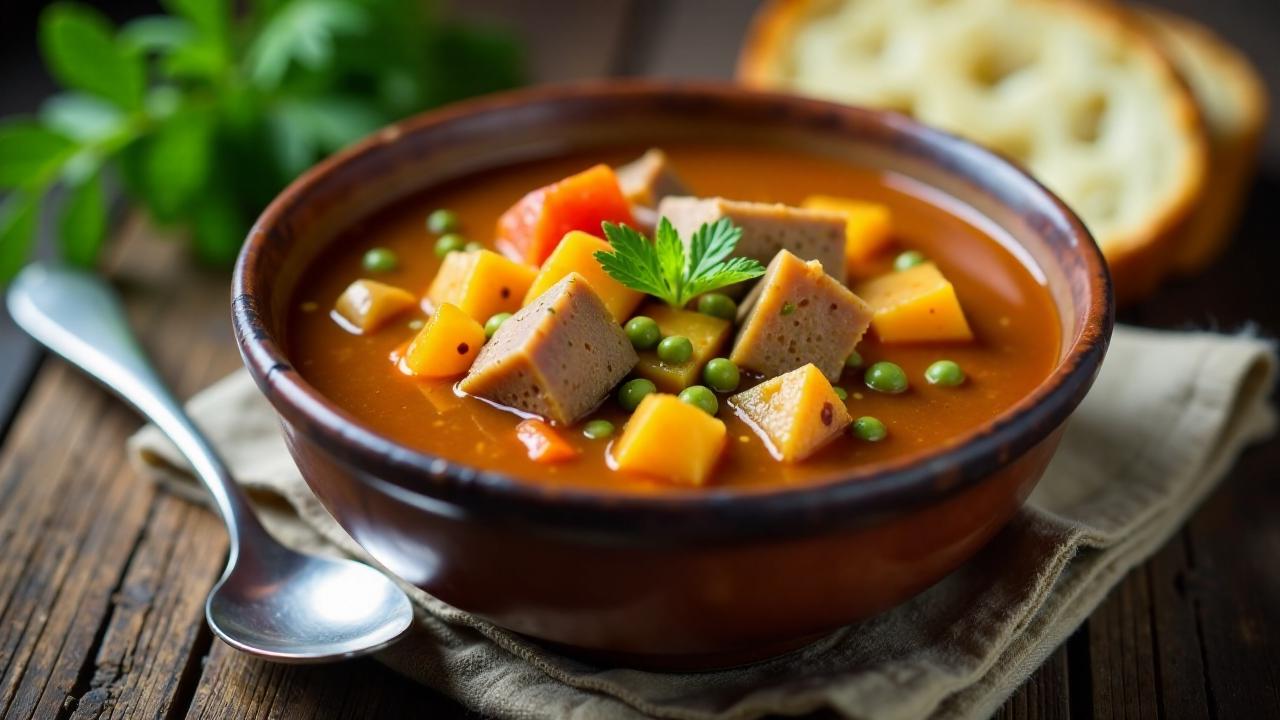 Armbrustsuppe mit Linsen und Wurzelgemüse