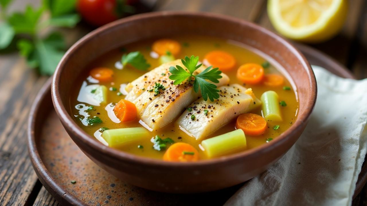 Aromatische Psarosoupa-Fischsuppe