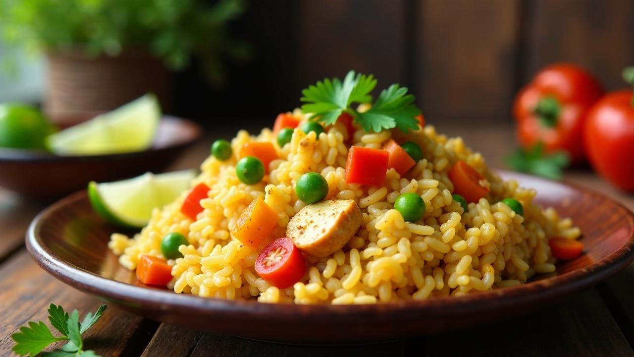 Arroz Tapado: Geschichteter Reisteller