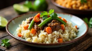 Arroz con Menestra y Carne