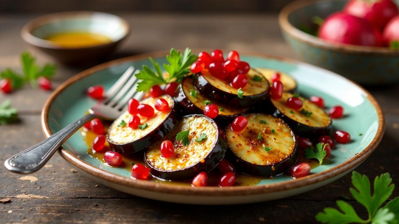 Auberginen-Salat mit Granatapfelkernen