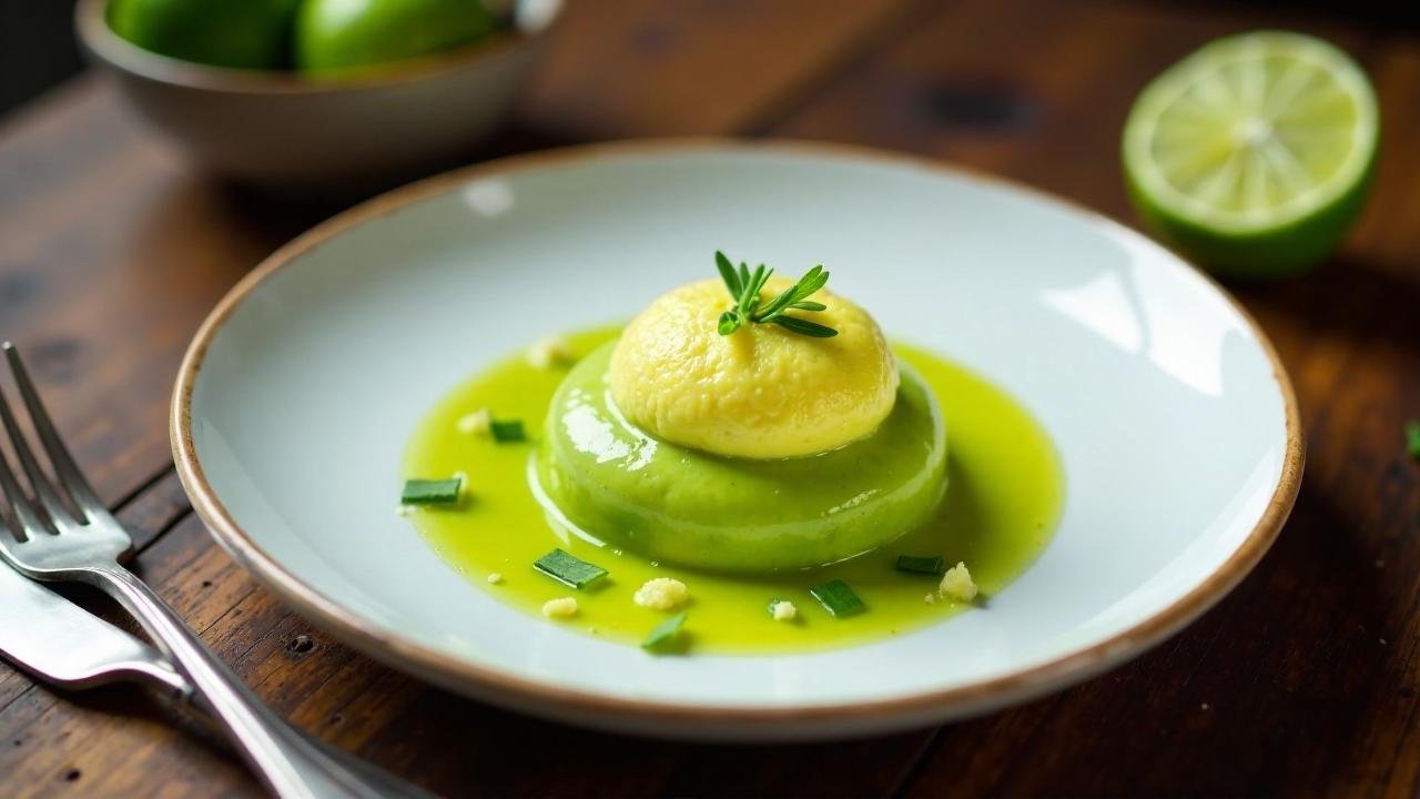 Avocado Emulsion mit Limetten-Schaum