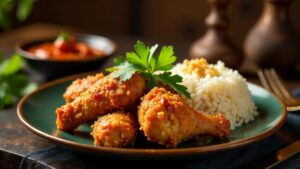 Ayam Penyet (smashed fried chicken)