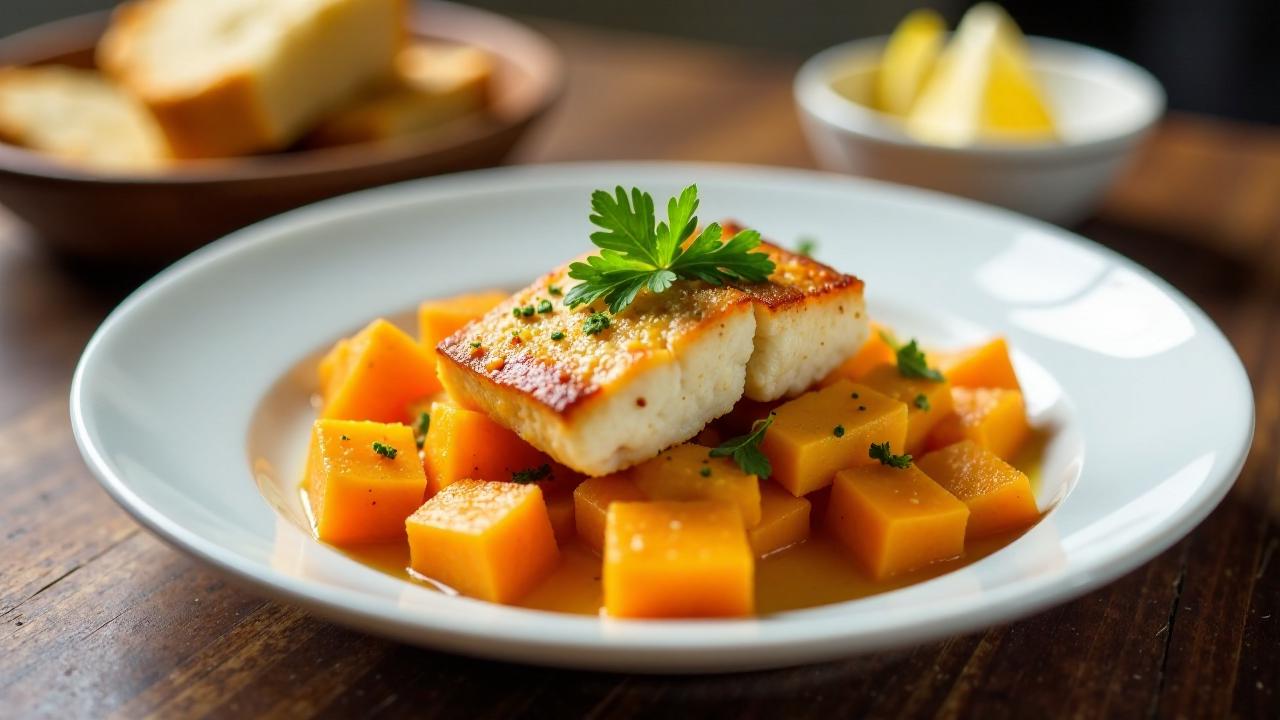 Bacalhau cozido com batata doce (Schmorstockfisch und Süßkartoffeln)