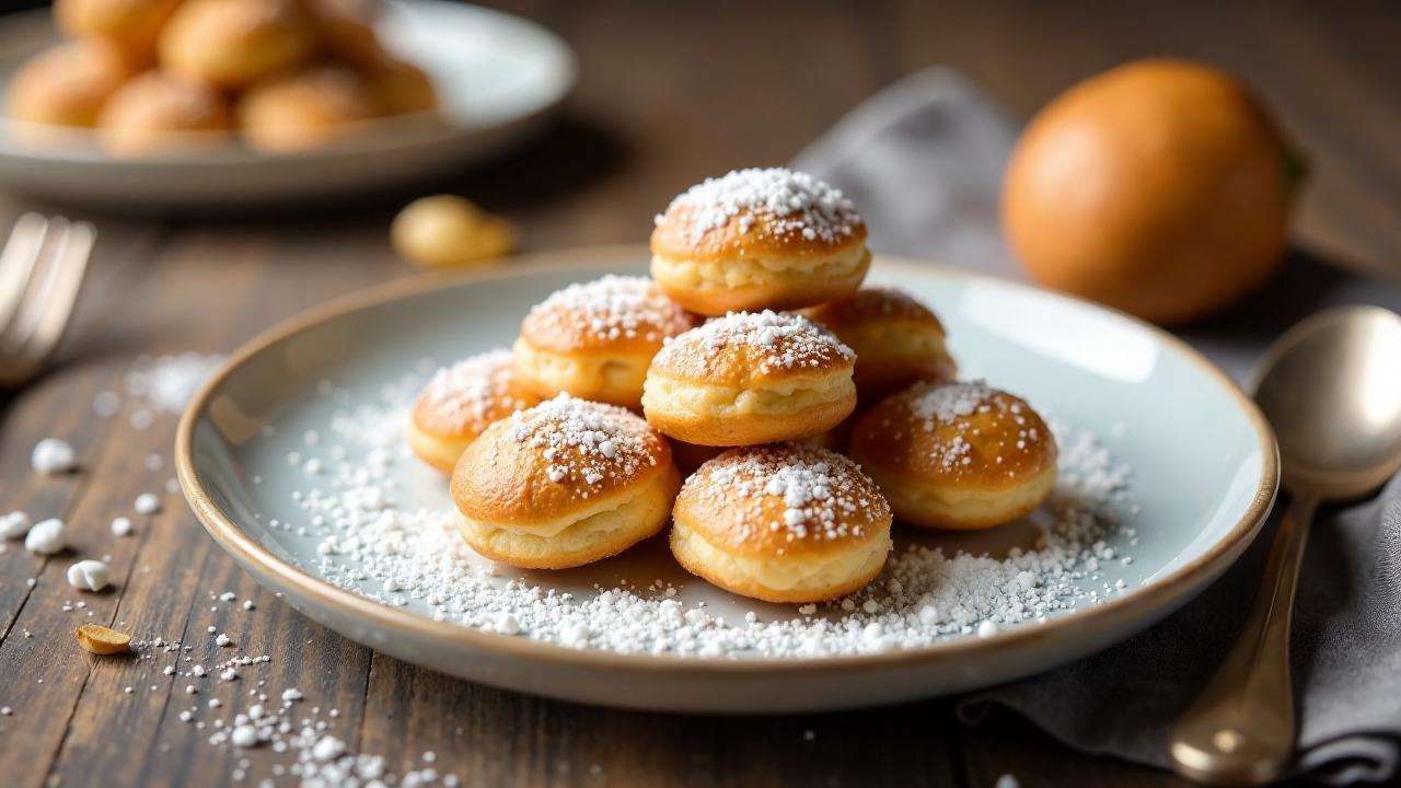 Backerbsen-Dessert mit Puderzucker