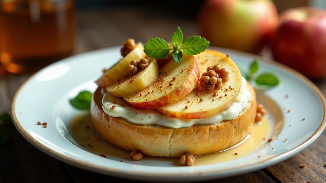 Bagel mit Apfel und Ziegenkäse