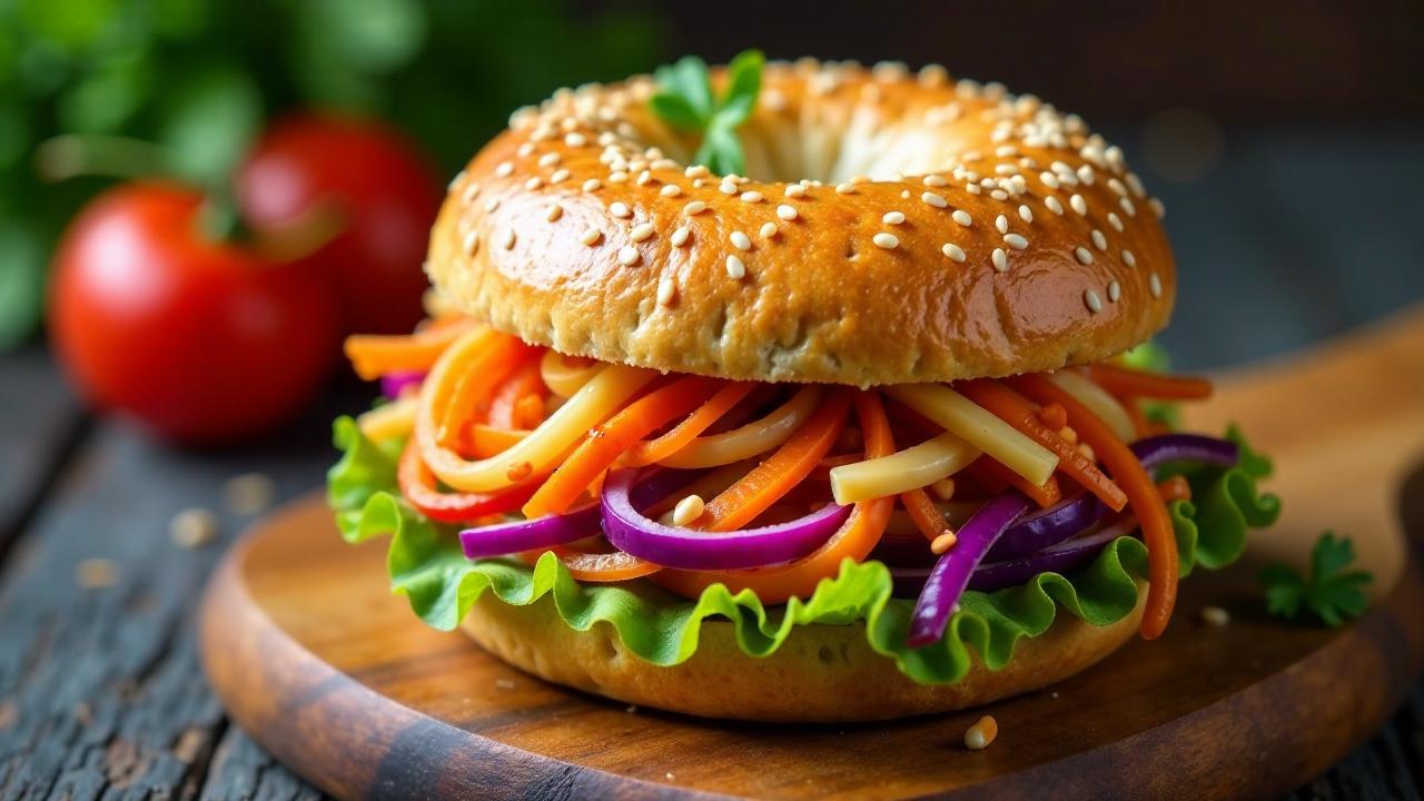 Bagel mit Asiatischem Slaw und Sesam-Salat