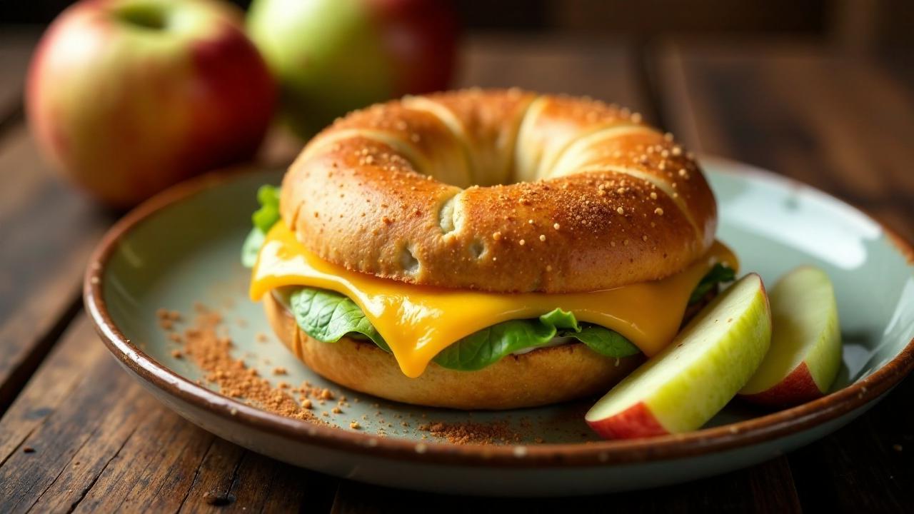 Bagel mit Cheddar und Apfelscheiben