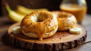 Bagel mit Erdnussbutter und Honig