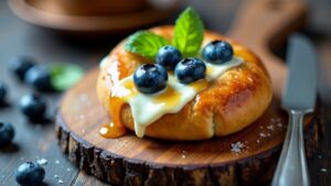 Bagel mit Heidelbeeren und Ricotta