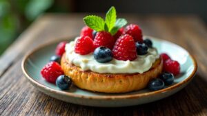 Bagel mit Hüttenkäse und Beeren