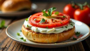 Bagel mit Kräuterfrischkäse und Tomaten