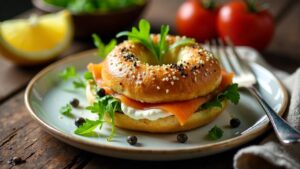 Bagel mit Lachs und Frischkäse