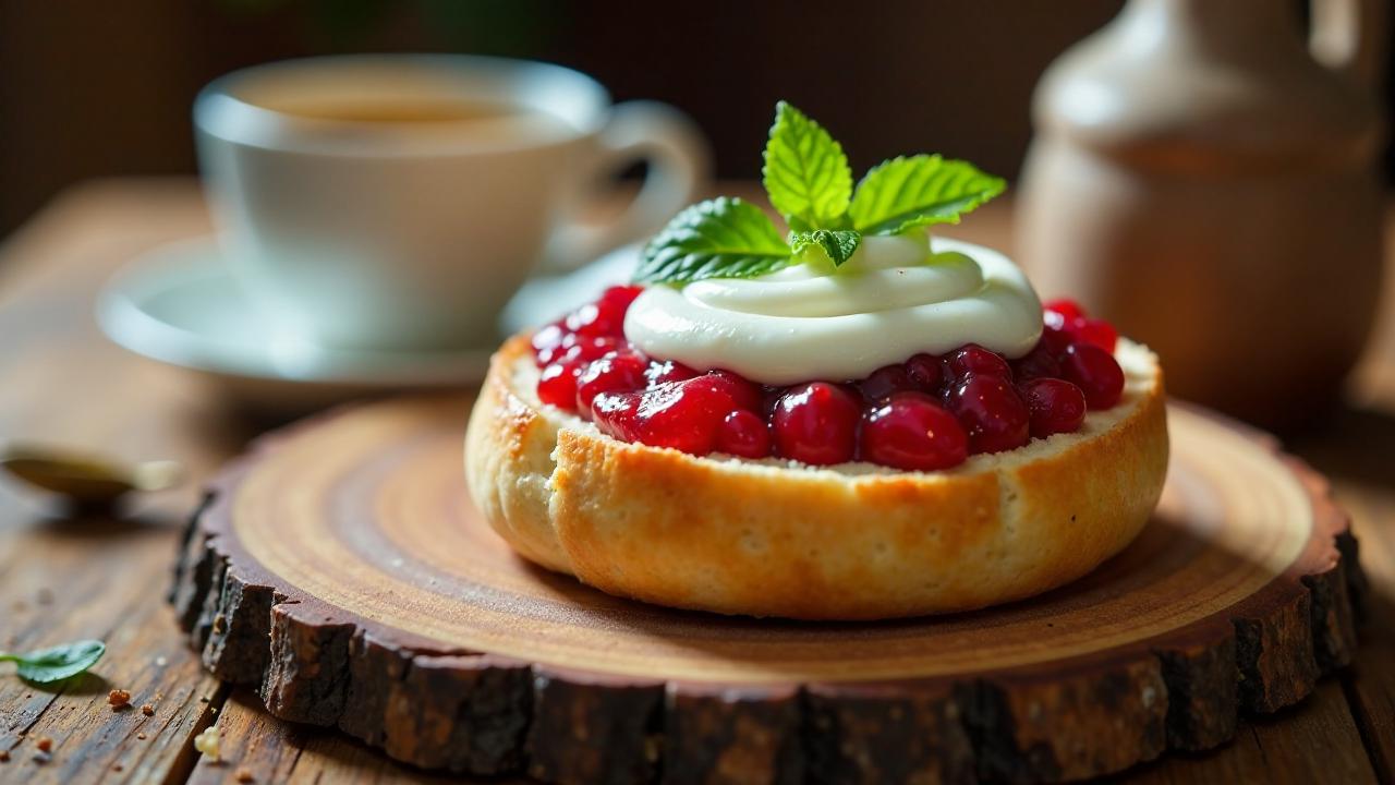 Bagel mit Preiselbeeren und Creme Fraiche