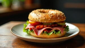 Bagel mit Rindfleisch und Meerrettich