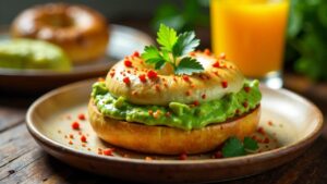 Bagel mit Smashed Avocado und Chili-Flocken