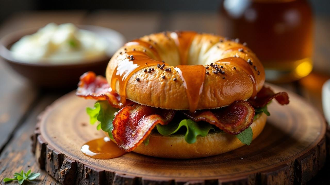 Bagel mit Speck und Ahornsirup