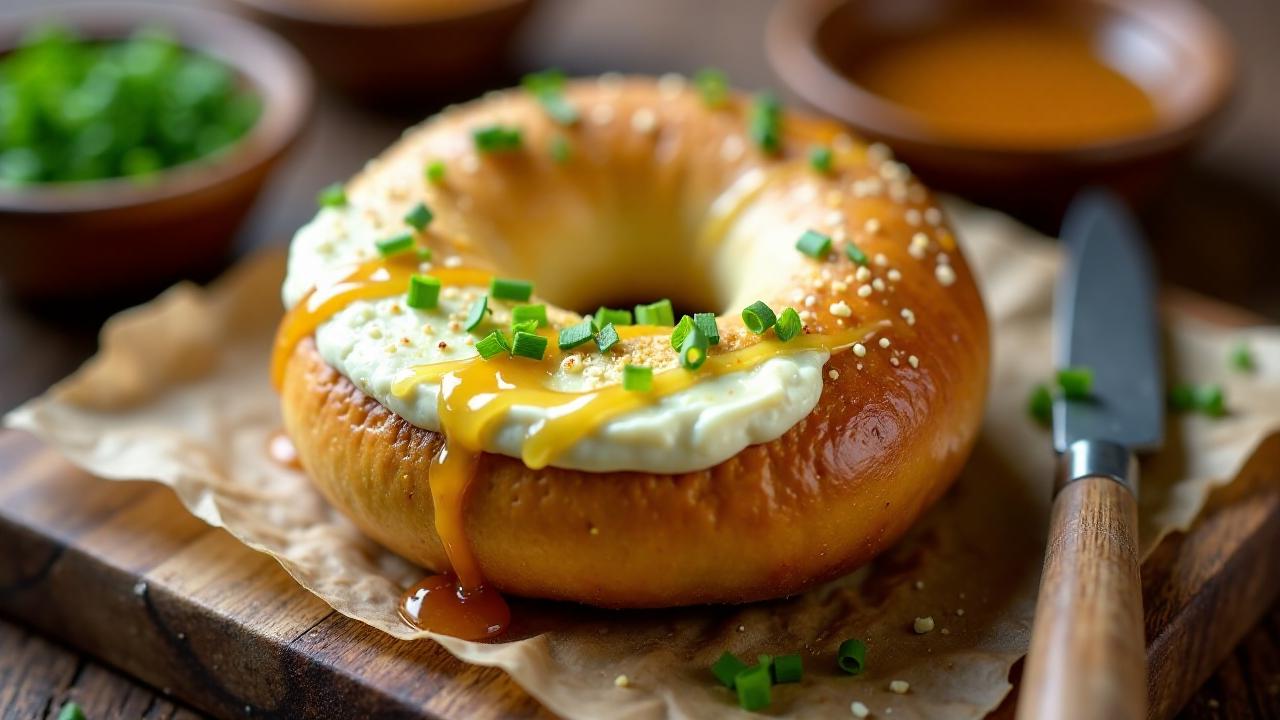 Bagel mit Ziegenfrischkäse und Honig