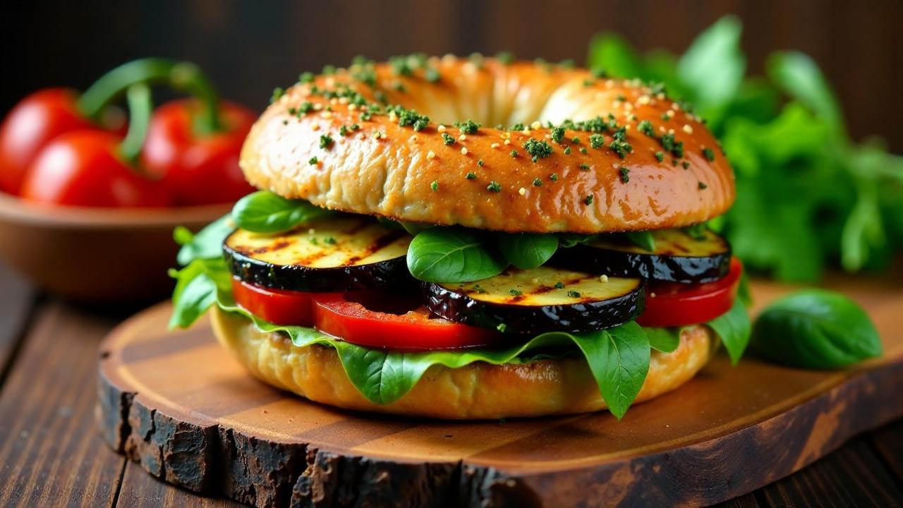 Bagel mit gegrilltem Gemüse und Pesto