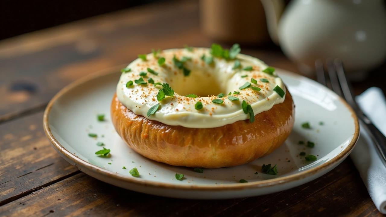 Bagel mit gewürztem Hüttenkäse und Kräutern