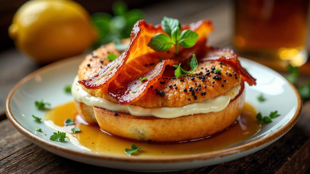 Bagel mit süßem Ahornspeck und Frischkäse