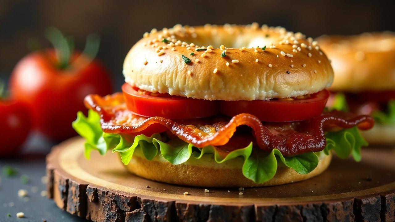 Bagel mit veganem Bacon und Tomaten