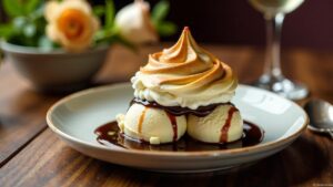 Baked Alaska – Eisdessert mit Baiserhaube.