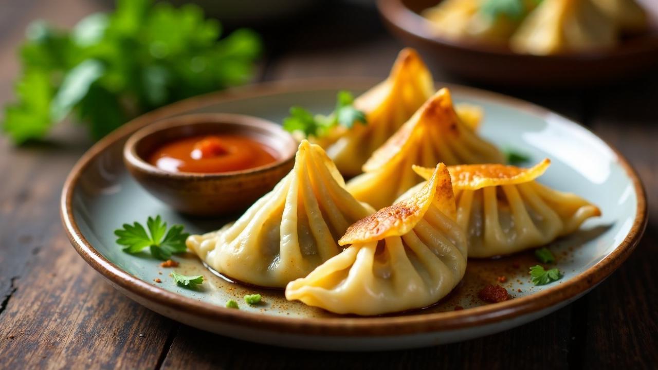 Baked Chicken Momos mit Kräutern