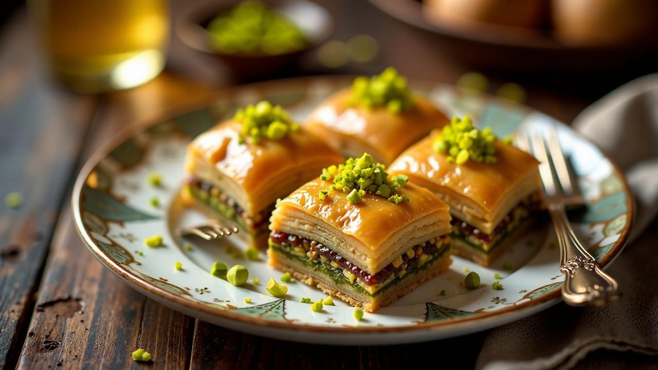 Baklava: Blätterteigschnittchen mit Nüssen