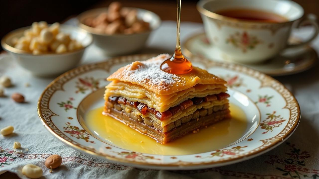 Baklava mit Honig und Nüssen