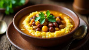 Bambara Beans with Corn Porridge