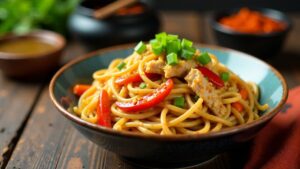 Bami Goreng – Gebratene Nudeln mit Gemüse und Fleisch