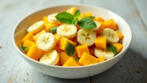 Banane und Mango Frucht-Salat