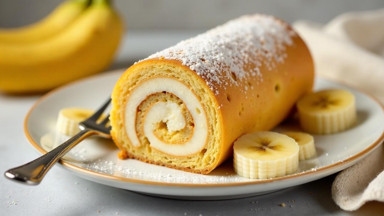 Bananen-Biskuitroulade