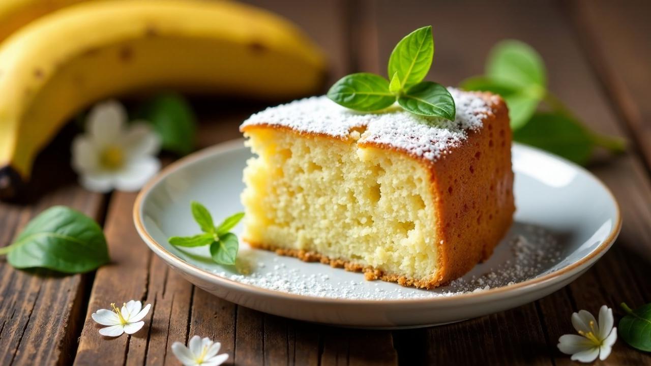 Bananenkuchen mit Pokeblättern