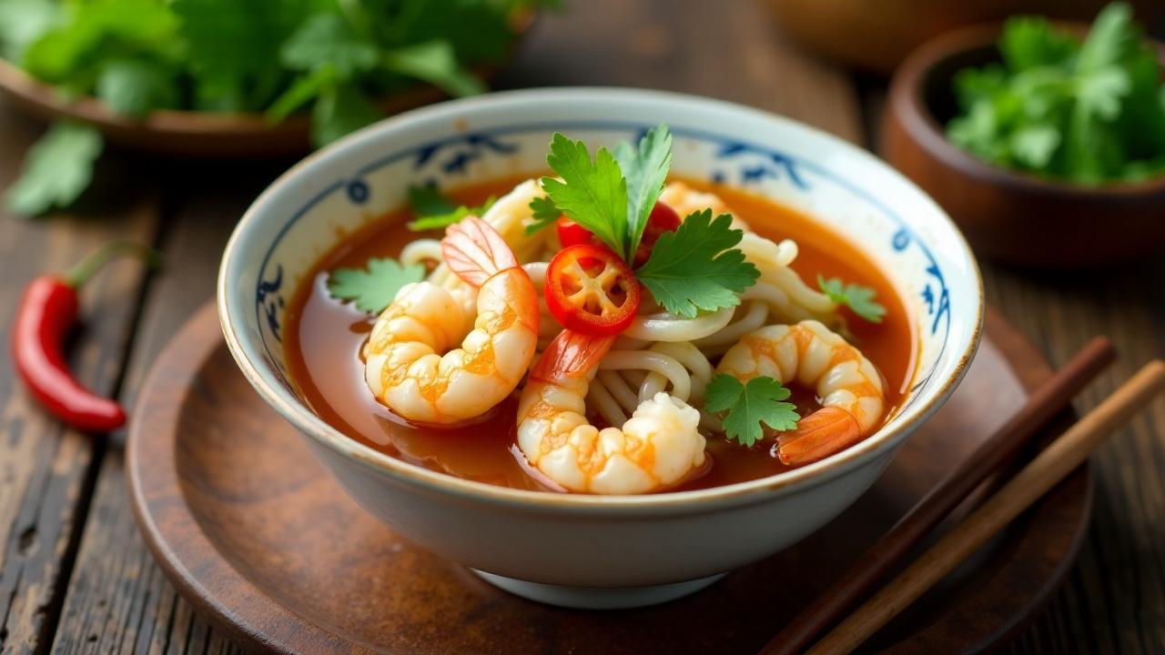 Banh Canh Tom Cua (Krabben- und Garnelen-Nudelsuppe)