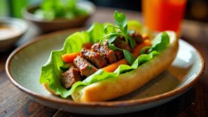 Banh Mi Bo Nuong La Lot (gegrilltes Rind in Betelblättern)