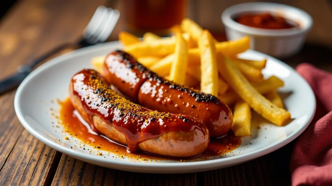 Barbecue-Currywurst mit Maiskolben-Pommes